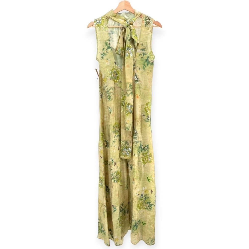 NWT o.p.t Naia Halter Floral Maxi Dress in Mariposa Green - Size Large - Picture 11 of 13